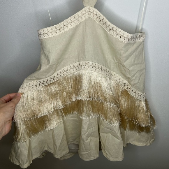 NWT 12th Tribe Haven Ivory Fringe Cutout Mini Dress - Picture 6 of 10